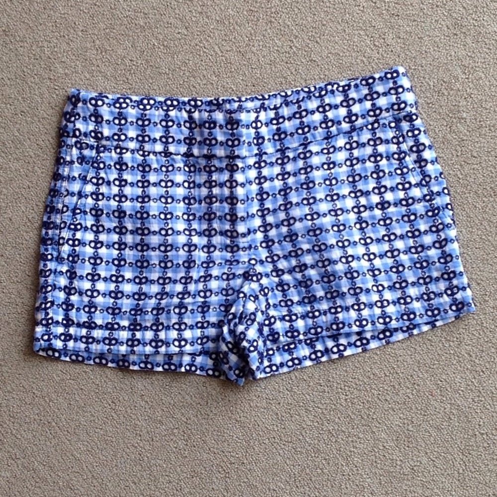 VINEYARD VINES SHORTS RIPPLE EYELET & GINGHAM BLUE SIZE 0